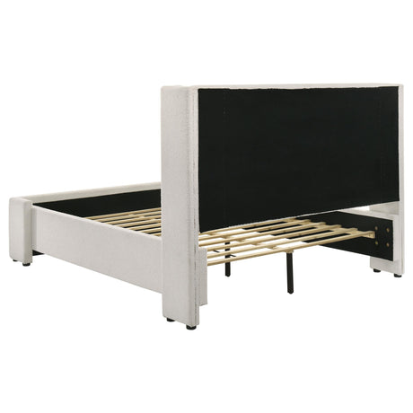 Alamosa Alamosa Boucle Upholstered Eastern King Wingback Platform Bed White 310078KE - Ella Furniture