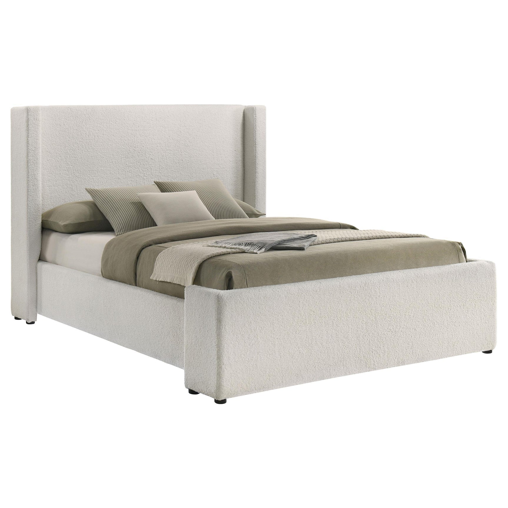 Alamosa Alamosa Boucle Upholstered Queen Wingback Bed White 310078Q - Ella Furniture