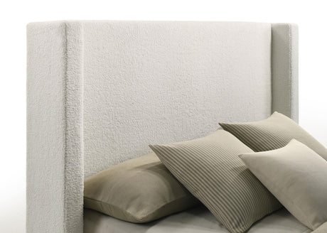 Alamosa Alamosa Boucle Upholstered Queen Wingback Bed White 310078Q - Ella Furniture