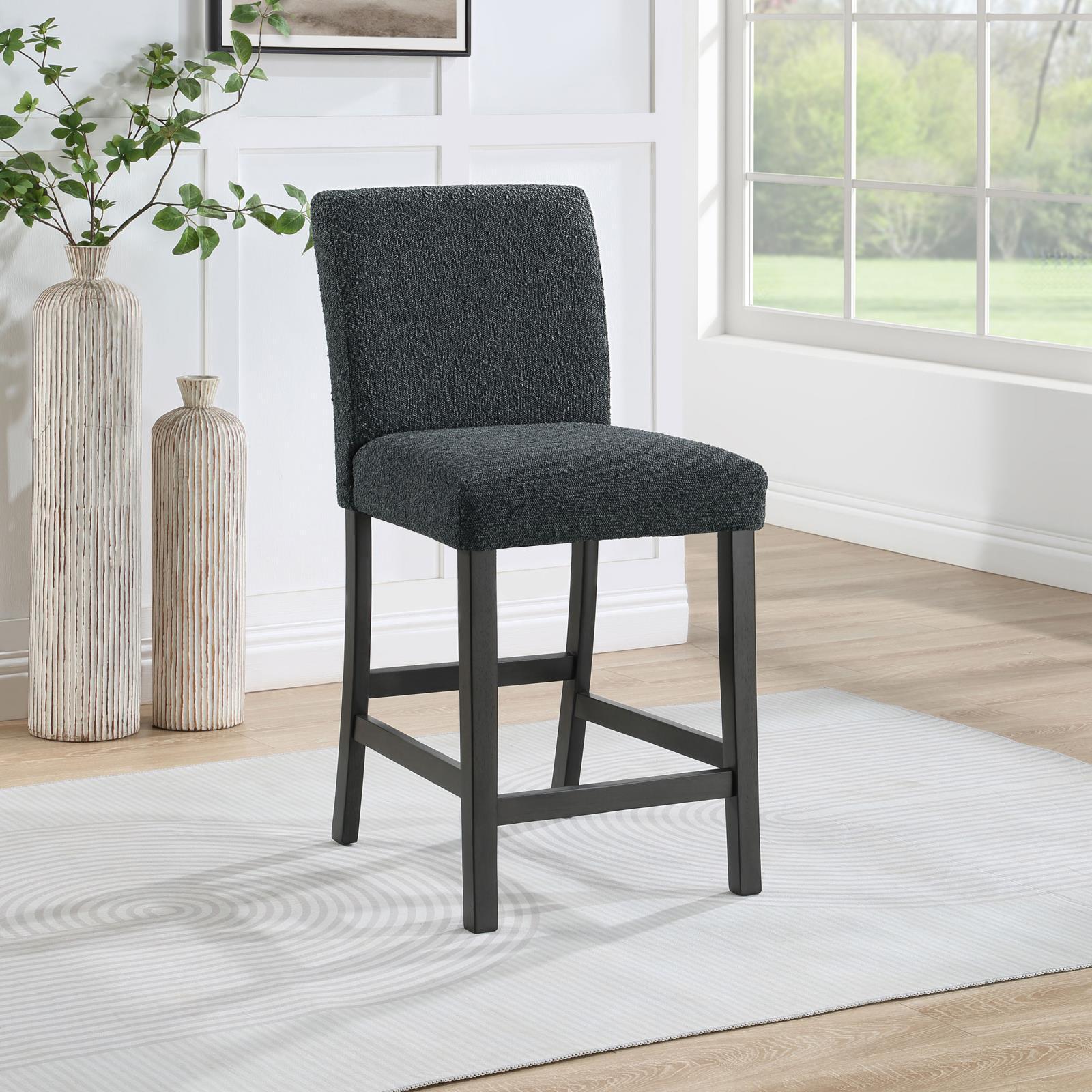 Alba Boucle Upholstered Counter Height Dining Chair Black And Charcoal Grey (Set Of 2) 123139 - Ella Furniture