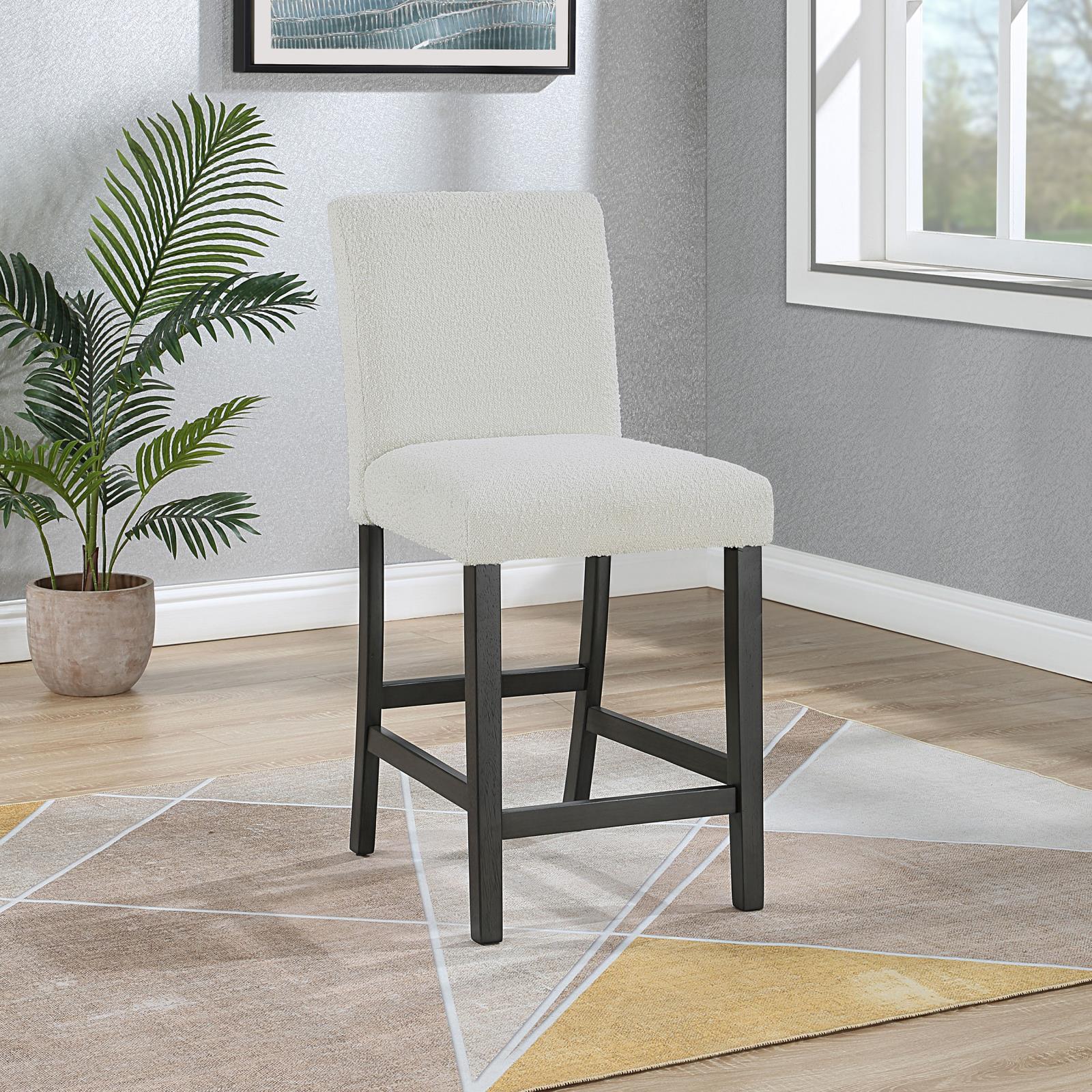 Alba Boucle Upholstered Counter Height Dining Chair White And Charcoal Grey (Set Of 2) 123119 - Ella Furniture