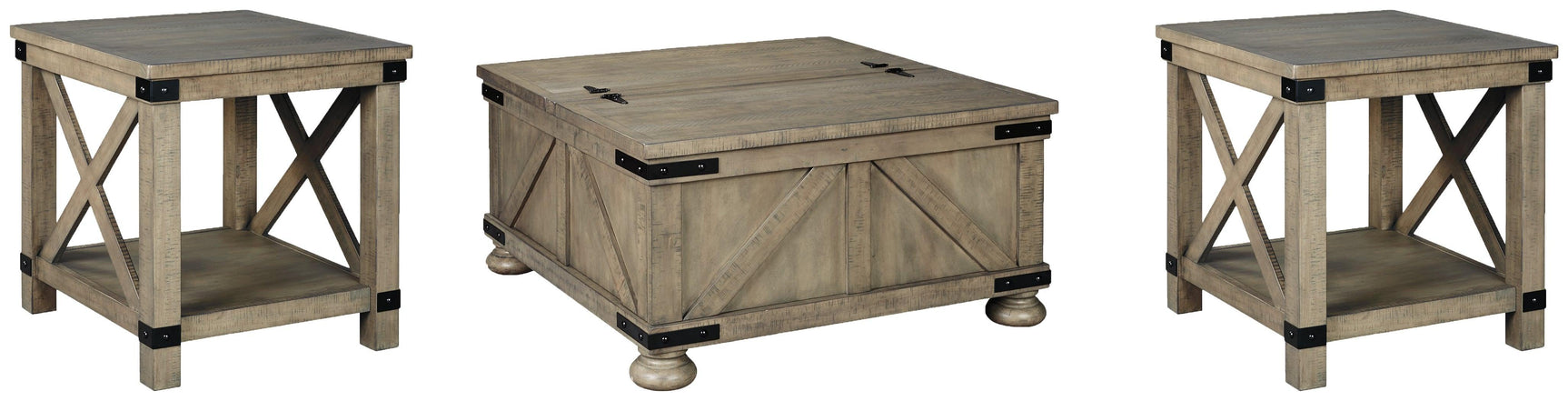 Aldwin Gray Coffee Table With 2 End Tables - Ella Furniture