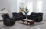 Alexa Black Modern Contemporary Faux Leather Gel 3Pc Power Reclining Set - Ella Furniture
