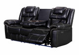 Alexa Black Modern Contemporary Faux Leather Gel 3Pc Power Reclining Set - Ella Furniture