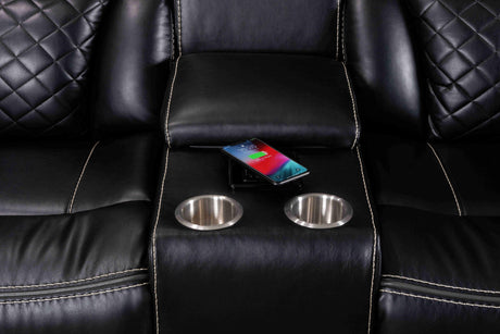 Alexa Black Modern Contemporary Faux Leather Gel 3Pc Power Reclining Set - Ella Furniture
