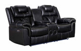 Alexa Black Modern Contemporary Faux Leather Gel 3Pc Power Reclining Set - Ella Furniture