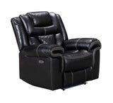 Alexa Black Modern Contemporary Faux Leather Gel 3Pc Power Reclining Set - Ella Furniture