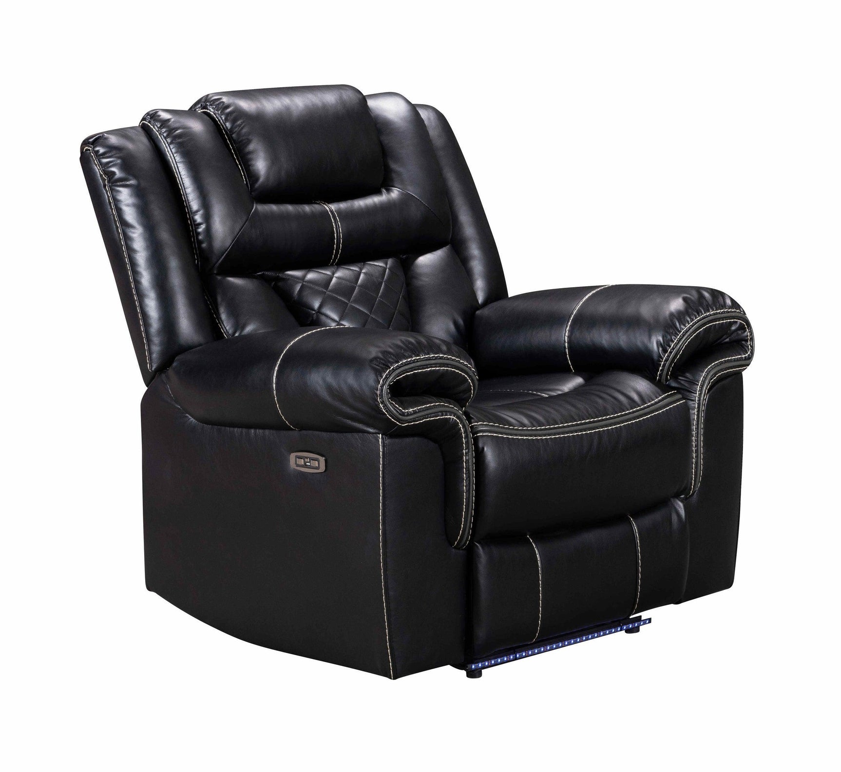 Alexa Black Modern Contemporary Faux Leather Gel 3Pc Power Reclining Set - Ella Furniture