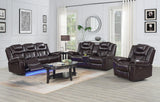 Alexa Brown Modern Contemporary Faux Leather Gel 3Pc Power Living Room Set - Ella Furniture
