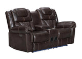 Alexa Brown Modern Contemporary Faux Leather Gel 3Pc Power Living Room Set - Ella Furniture