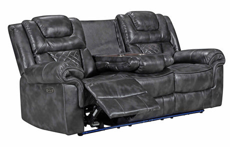 Alexa Grey Modern Contemporary Faux Leather Gel 3Pc Power Living Room - Ella Furniture