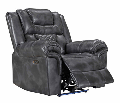 Alexa Grey Modern Contemporary Faux Leather Gel 3Pc Power Living Room - Ella Furniture