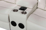 Alexa White Modern Contemporary Faux Leather LED 3Pc Power Reclining Set - Ella Furniture