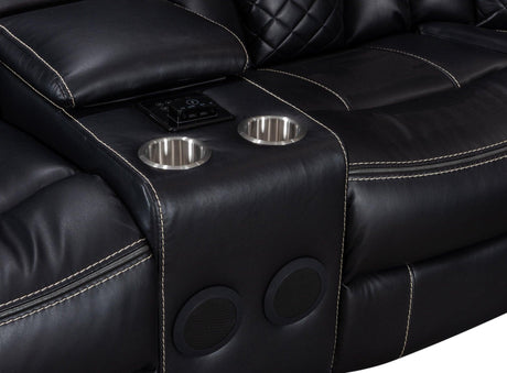 Alexa2023 Black Reclining Sectional - Ella Furniture