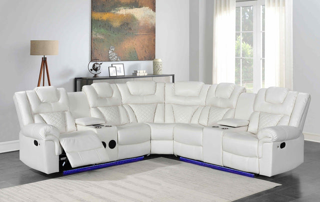 Alexa2023 White Reclining Sectional - Ella Furniture