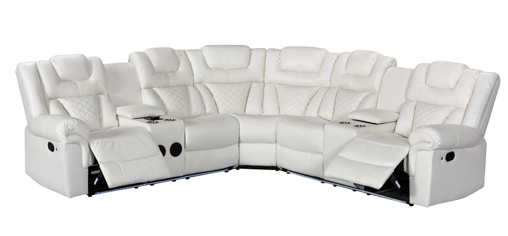 Alexa2023 White Reclining Sectional - Ella Furniture