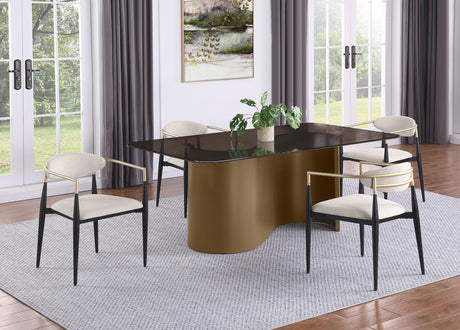 ALEXIS Alexis Fabric Upholstered Dining Arm Chair Beige (Set of 2) 182692 - Ella Furniture