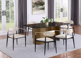 ALEXIS Alexis Fabric Upholstered Dining Arm Chair Beige (Set of 2) 182692 - Ella Furniture