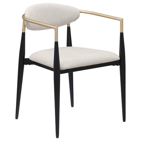 ALEXIS Alexis Fabric Upholstered Dining Arm Chair Beige (Set of 2) 182692 - Ella Furniture