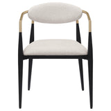 ALEXIS Alexis Fabric Upholstered Dining Arm Chair Beige (Set of 2) 182692 - Ella Furniture