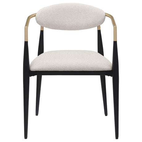 ALEXIS Alexis Fabric Upholstered Dining Arm Chair Beige (Set of 2) 182692 - Ella Furniture