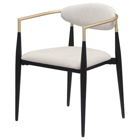 ALEXIS Alexis Fabric Upholstered Dining Arm Chair Beige (Set of 2) 182692 - Ella Furniture