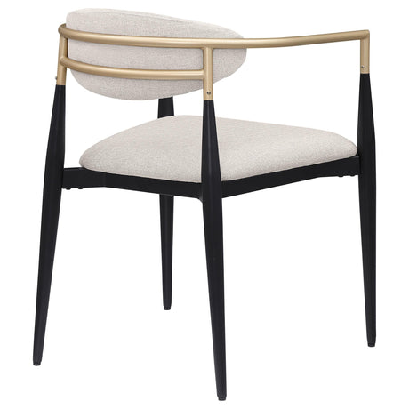 ALEXIS Alexis Fabric Upholstered Dining Arm Chair Beige (Set of 2) 182692 - Ella Furniture