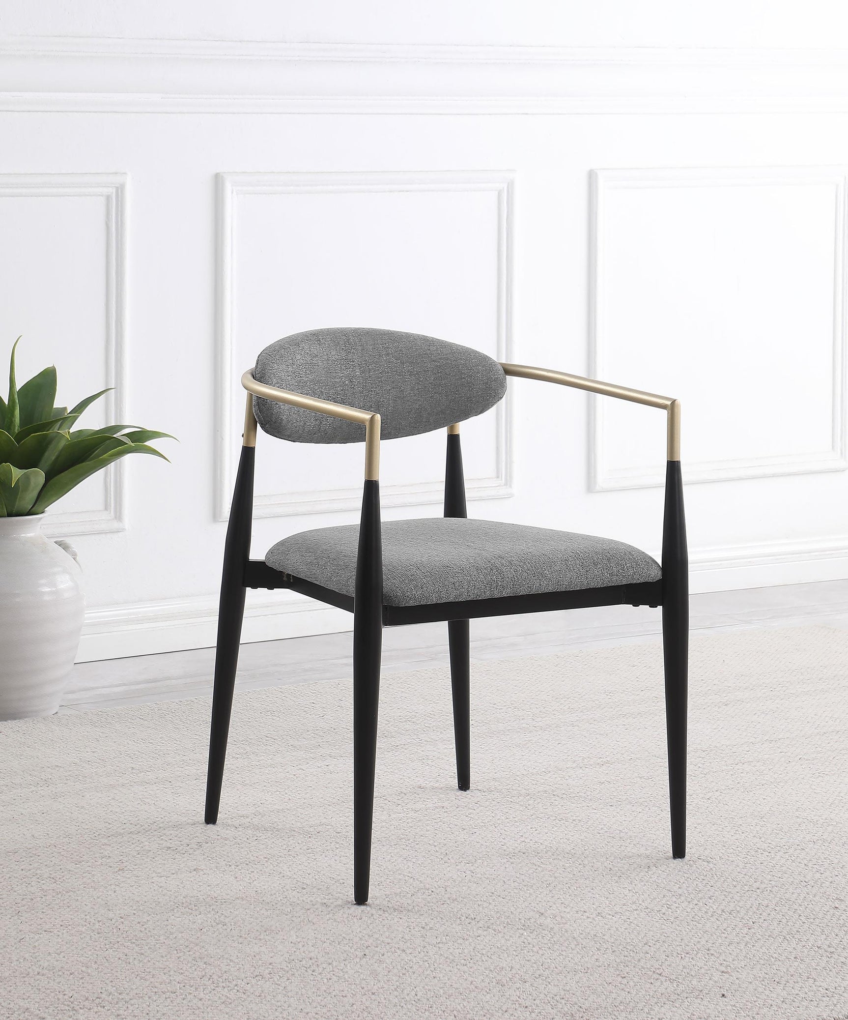 ALEXIS Alexis Fabric Upholstered Dining Arm Chair Grey (Set of 2) 182682 - Ella Furniture