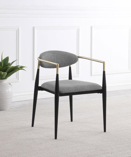 ALEXIS Alexis Fabric Upholstered Dining Arm Chair Grey (Set of 2) 182682 - Ella Furniture