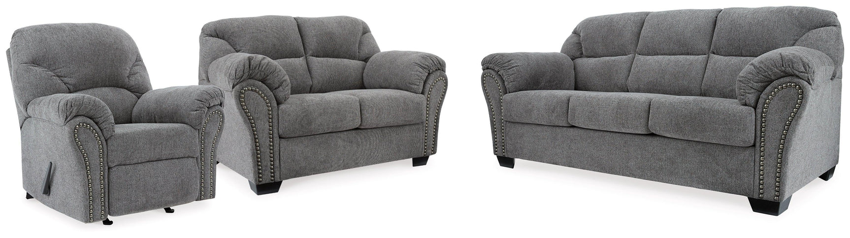 Allmaxx Pewter Sofa, Loveseat And Recliner - Ella Furniture