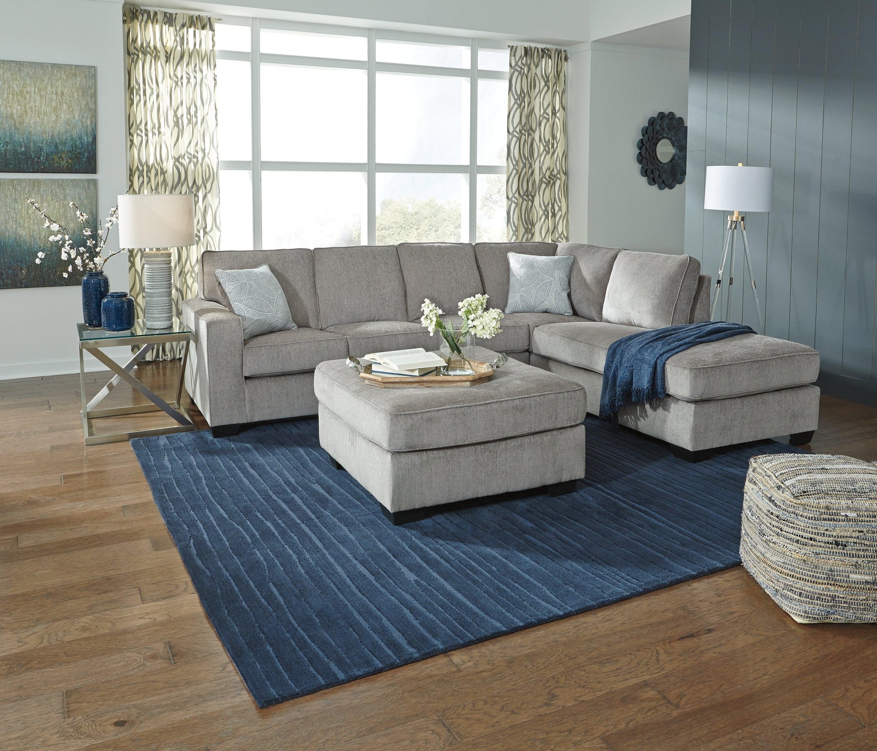 Altari Alloy 2-Piece Sectional With Ottoman - Ella Furniture