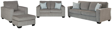 Altari Alloy Sofa, Loveseat, Chair And Ottoman - Ella Furniture