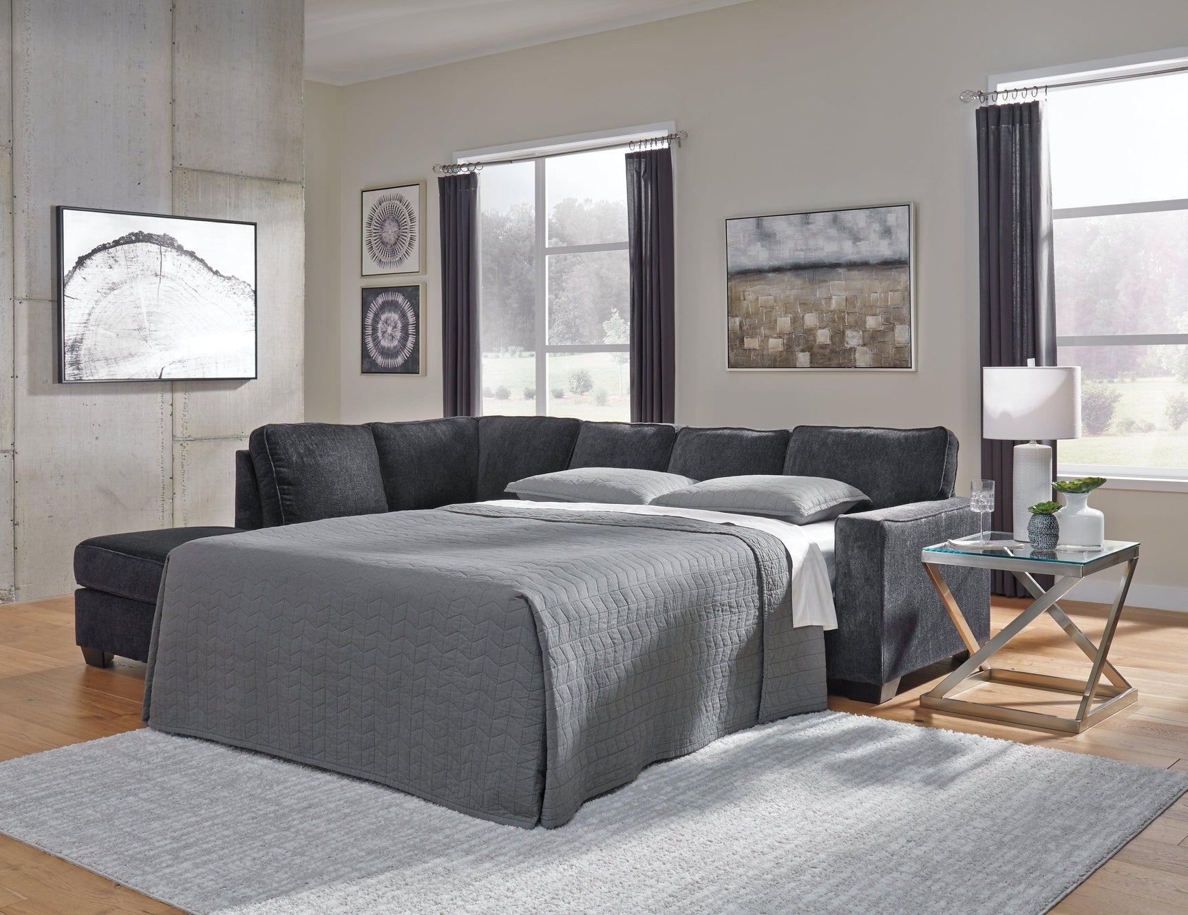 Altari Slate 2-Piece Sleeper Sectional With Ottoman PKG001807 - 8721308 | 87213S4 - Ella Furniture