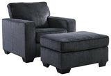 Altari Slate Chair And Ottoman - Ella Furniture