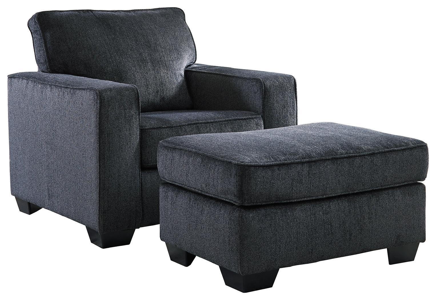 Altari Slate Chair And Ottoman - Ella Furniture