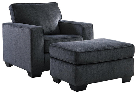 Altari Slate Chair And Ottoman - Ella Furniture