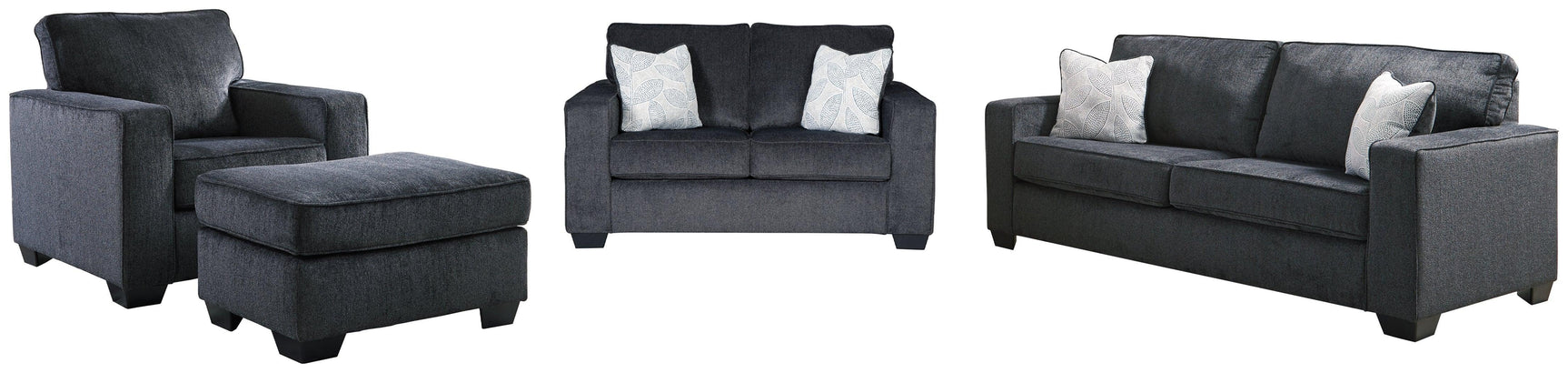 Altari Slate Sofa, Loveseat, Chair And Ottoman - Ella Furniture