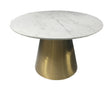 Ambrose Round Dining Table Genuine Marble With Stainless Steel White And Gold 107600 - Ella Furniture
