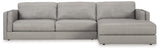 Amiata Glacier 2-Piece Sectional With Ottoman - Ella Furniture