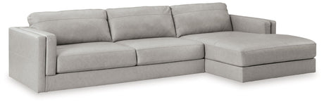 Amiata Glacier 2-Piece Sectional With Ottoman - Ella Furniture
