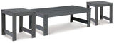 Amora Charcoal Gray Outdoor Coffee Table With 2 End Tables - Ella Furniture