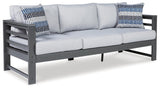 Amora Charcoal Gray Outdoor Sofa And 2 Chairs With Coffee Table - Ella Furniture