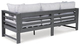 Amora Charcoal Gray Outdoor Sofa And Loveseat With Coffee Table And 2 End Tables - Ella Furniture