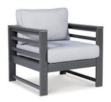 Amora Charcoal Gray Outdoor Sofa, Loveseat And 2 Lounge Chairs With Coffee Table And 2 End Tables - Ella Furniture