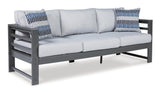 Amora Charcoal Gray Outdoor Sofa, Loveseat And 2 Lounge Chairs With Coffee Table And End Table - Ella Furniture