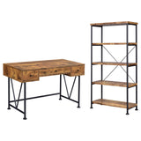 ANALIESE COLLECTION Analiese 2-piece 3-drawer Writing Desk Set Antique Nutmeg and Black 801541-S2 - Ella Furniture