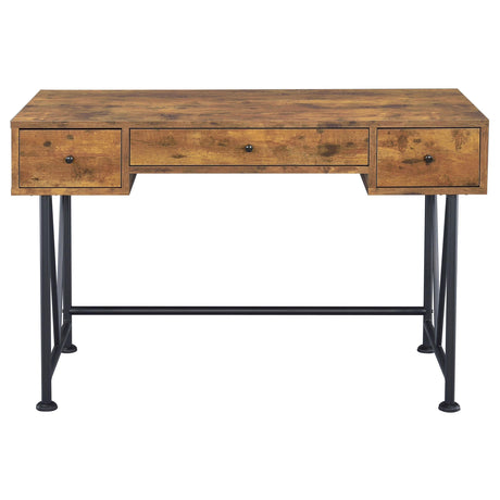 ANALIESE COLLECTION Analiese 2-piece 3-drawer Writing Desk Set Antique Nutmeg and Black 801541-S2 - Ella Furniture