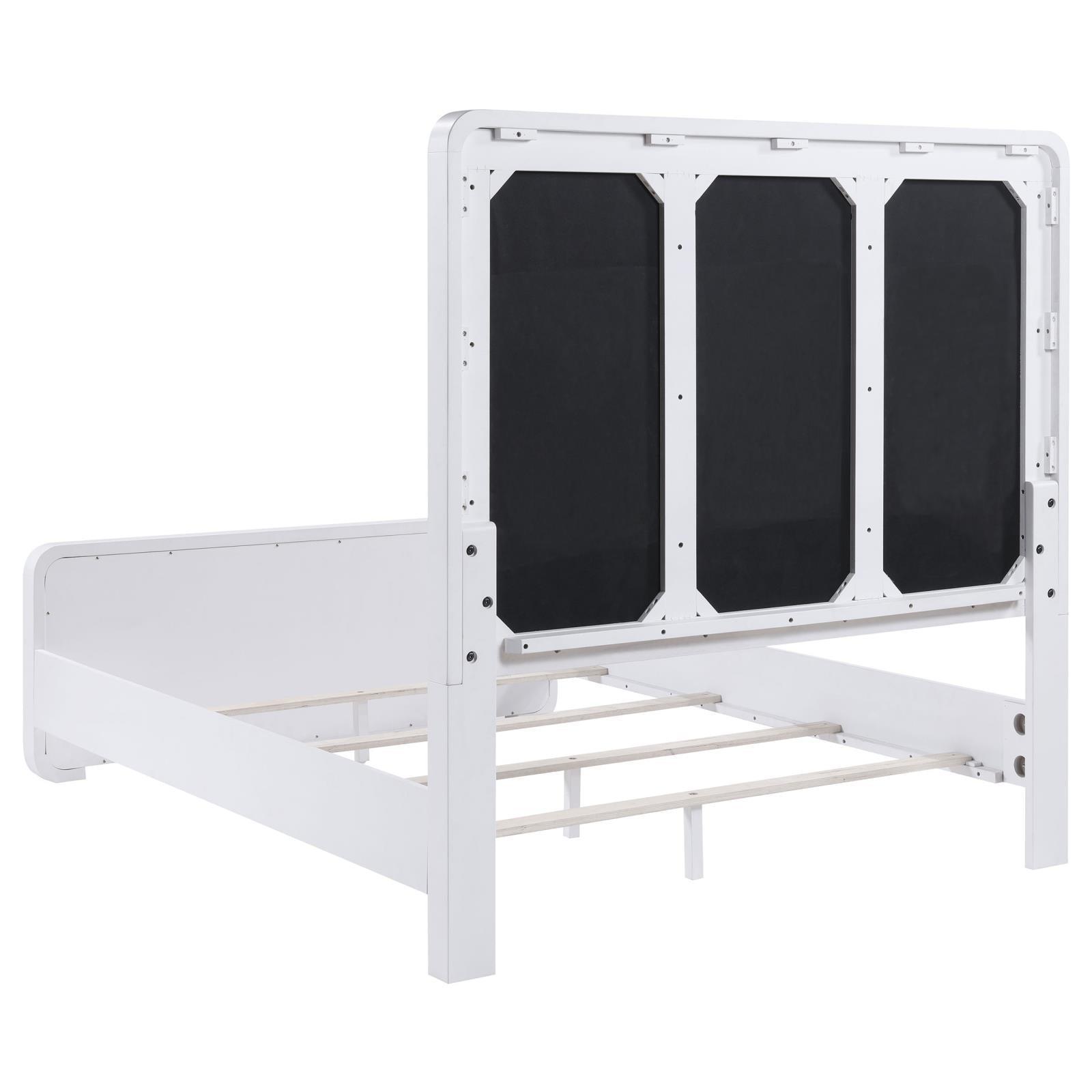 Anastasia Boucle Upholstered Eastern King Panel Bed Pearl White And Beige 224751Ke - Ella Furniture