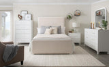 Anastasia Boucle Upholstered Eastern King Panel Bed Pearl White And Beige 224751Ke - Ella Furniture