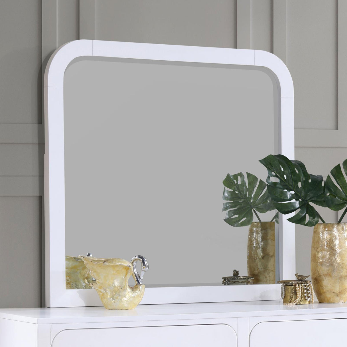 Anastasia Dresser Mirror Pearl White 224754 - Ella Furniture